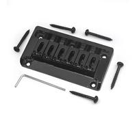 Metal Hardtail Guitar Bridge with Side Wall, Electric Guitar, Body Through, 6 Strings, Black, Gold, Chrome, 82x44mm-10.5(Schwarz)