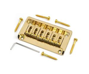 Metal Hardtail Guitar Bridge with Side Wall, Electric Guitar, Body Through, 6 Strings, Black, Gold, Chrome, 82x44mm-10.5(Gold)