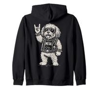 Metal Havanese Dog Rock Music Heavy Metal Funny Animal Retro Zip Hoodie