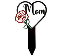 Metal Heart Grave Stake for Mom with Floral Ornamentation Designed for Year-Round Use in Open-Air Locations (New mom insert card)