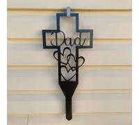 Metal Heart Grave Stake for Mom with Floral Ornamentation Designed for Year-Round Use in Open-Air Locations (Black heart dad)