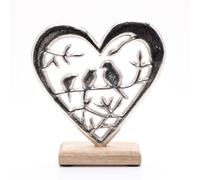 Hestia Metal Heart & Love Birds Ornament 20Cm