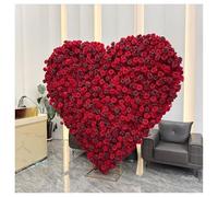 Metal Heart Wedding Arch Frame,Artificial Heart-Shaped Wedding Arch Flowers, Artificial Flower Arrangement,Red Rose Floral Arrangement For Wedding Ceremony Backdrop Aisle Decor(Size:2.4*2.4m,Color:A)