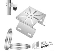 Metal Heavy Duty Pole Mount Bracket for Outdoor CCTV, Solar Panel and LED Light Installation - Adjustable Vertical Column Support, Weather Resistant(Bracket+200 ring)