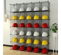 Metal Helmet Organizer Hat Hanger Shelves, Multifunctional Helmet Holder Stackable Storage Basket, Retail Motorcycle Helmet Baseball Hats Display Stand(185×37×216Cm)