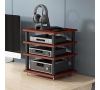 Metal HiFi Stand with Vinyl Record Storage DVD Player Console reo Rack and Display Shelves (Cream White 40 x 35 x 45 cm) Modern Audio Furniture Solution