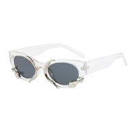 Metal Hinge Year of The Snake Limited Sunglasses Retro Spice Bar Technology Sense Concave Shape Sunglasses Tide Girl Glasses. (white)