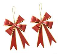 Metal Holiday Bow Decoration Green 14.5cm Tree Ornaments(Red Large) | Sturdy iron construction, rust-resistant finish, 18x12cm large size, for red festive color, tree wall hanging