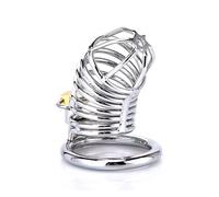 Metal Hollow Chastity Cage Cb Male Cock Cage Penis Lock Sm Bondage Device Erotic Urethral Lock Wearable Penis Ring Adult Sex Toy White 50Mm