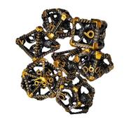 Metal Hollow Dice Set - Sculpted Dragon Polyhedral Kit, Ornate Fantasy Tabletop Cubes, Engraved RPG Adventure Tokens, Forged Quests Roll Gear | Campaign Night Gamiing Scenario Accessory