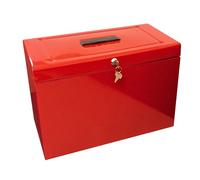 Cathedral Products A4+ (Foolscap) Steel File Box with Starter Pack of 5 Suspension Files - Red