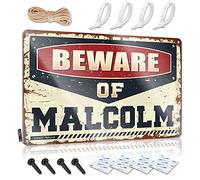 Metal Home Sign Beware of Malcolm Tin Sign Room Door Sign Bar Posters(20X30CM)