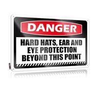 Metal Home Sign Danger Hard Hats, Ear And Eye Protection Beyond This Point Tin Sign Metal Signs For Outside Home Decor Funny Vintage S(20X30CM)