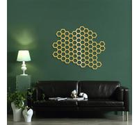 Metal Honeycomb Bee Wall Art, Metal Rustic Beehive Artwork Decoration, Garden Beekeeper Gift Artwork Home Decor for Living Room,Bedroom Hallway and Stairs Nature Home Decor Gift (Gold 3