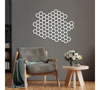 Metal Honeycomb Bee Wall Art, Metal Rustic Beehive Artwork Decoration, Garden Beekeeper Gift Artwork Home Decor for Living Room,Bedroom Hallway and Stairs Nature Home Decor Gift (White