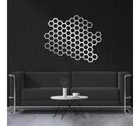 Metal Honeycomb Bee Wall Art, Metal Rustic Beehive Artwork Decoration, Garden Beekeeper Gift Artwork Home Decor for Living Room,Bedroom Hallway and Stairs Nature Home Decor Gift (Silver