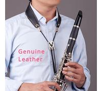 Metal Hook Leather Thickened Clarinet Neck Strap, Harness Sling for Adults and Children, 25.4 cm (1 pcs Genuine Leather Strap)