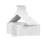 Metal Hook Wooden Hangers, White / 20