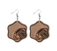 Metal Hoop Earrings Basketball Pendant Earrings Wooden Double Ear Jewelry Cute Earring Studs (B, 6. 3X4CM)