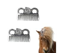 Metal Horse Comb,2 PCS Horse Hair Comb Professional Horse Grooming Kit Portable Metal Horse Mane And Tail Comb for Horse Grooming Care(Silver,10CM)