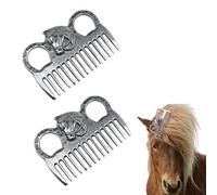 Metal Horse Comb,2 PCS Horse Hair Comb Professional Horse Grooming Kit Portable Metal Horse Mane And Tail Comb for Horse Grooming Care(Silver,10CM)