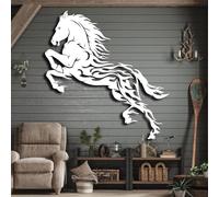 Metal Horse Wall Art, Running Horse Decor, Modern Sculpture Home Decor, Metal Artwork Decoration, Wall Art for Living Room,Bedroom Hallway and Stairs Nature Home Decor Gift (39L x38W/1
