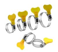 Metal Hose Clamp, Adjustable Water/Gas Hose Pipe Clip Jubilee Clamps with Yellow Handle, Spring Band Type Hose Clamps with Plastic Handle Pipe Tube Clips 16-25mm - Pack of 5