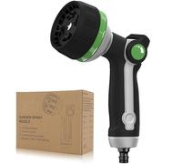 Metal Hose Pipe Spray Gun Heavy Duty Hose Nozzle with 10 Adjustable Spray Patterns,High Pressure Garden Hose Spray Gun Thumb Control On Off Valve for Lawn & Plant Watering, Car & Pet Washing