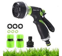 Metal Hose Spray Nozzle, 8 Way Heavy Duty Multifunction Water Hose Pipe for Garden High Pressure Handbrause Sprayer for Watering Lawn Car Washing Pet Bathing Floor Cleaning, Gift 3X Connector