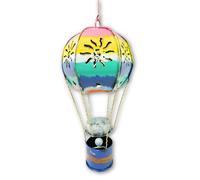 Metal Hot Air Balloon Garden Ornament Tea Light Candle Holder - Blue 25Cm