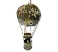 Metal Hot Air Balloon Garden Ornament Tea Light Candle Holder - Gold 25Cm