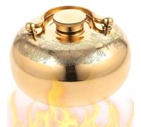 Metal Hot Water Bottle, Ancient Style Hand Warmer, 4.3 Inch Brass Leak-Proof Bed Bottle for Winter Pain Relief & Massage Small Hot Water