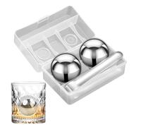 Metal Ice Cubes - 2 Pieces 55mm STAINLESS STEEL BLOCKER RESABLE | Large Round Whisky Ice Stones | Spherical Stone | Gadgets Kitchen Utensils For Cold Drinks