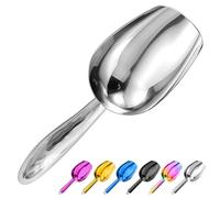 Metal Ice Scoop 3 Oz, Small Stainless Steel Ice scooper for Ice Maker Ice Bucket Kitchen Freezer Bar Party Wedding, Multipurpose for Coffee Bean,Flour Scoop,Dog Food Scoop (3 OZ-Curved handle)