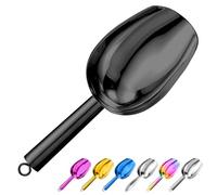 Metal Ice Scoop 3 Oz, Small Stainless Steel Ice scooper for Ice Maker Ice Bucket Kitchen Freezer Bar Party Wedding, Multipurpose for Coffee Bean,Flour Scoop,Dog Food Scoop (3 OZ-black)