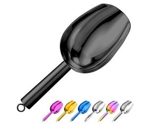Metal Ice Scoop 3 Oz, Small Stainless Steel Ice scooper for Ice Maker Ice Bucket Kitchen Freezer Bar Party Wedding, Multipurpose for Coffee Bean,Flour Scoop,Dog Food Scoop (3 OZ-black)