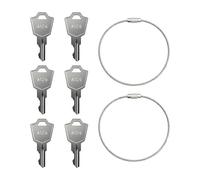 Metal Ignition Keys, 6Pcs Key with 2 Wire Rope Key Ring, Switch Replacement A126, Fire Switch Start Key for APEM KAC ELEDIS JD