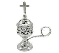 Metal Incense Burner - Incense Cone Holder | Small Brass Plated Incense Burner Bronze Color Catholic Resin Holder With Vintage Cross Design Use For Home, Ho