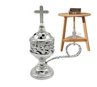 Metal Incense Burner - Metal Cross Incense Holder | Household metal incens Small Brass Plated Incense Burner Bronze Color Catholic Resin Holder Vintage Design Use For Home & Church