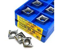 Metal indexable turning blade 10pcs CCGT09T302 CCGT09T304 CCGT09T308 AK H01 Aluminum Turning Tool Carbide Milling CNC Lathe Tools(CCGT09T304 AK H01)