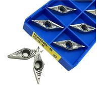 Metal indexable turning blade 10pcs VCGT160402 VCGT160404 VCGT160408 AK H01 External Turning Tool Aluminum Lathe Tool Carbide CNC Cutting Tool(VCGT160404 AK H01)