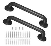 Metal Industrial Stairs Grab Wall Handrail Staircase Steps Indoor Exterior Outdoor Deck Hand Rail Safety Grab Bar (Matte Black) Handle for Stairs Bars Wall Elderly Grab Frame Pipe (12 Inch 2 Pack)