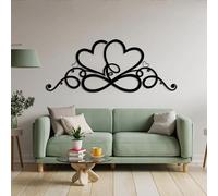 Metal Infinity Heart Wall Art, Love Sign Decor, Geometric, Metal Artwork Decoration, Modern Art Sculpture Home Ornament for Living Room,Bedroom Hallway and Stairs Nature Home Decor (Bla