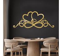 Metal Infinity Heart Wall Art, Love Sign Decor, Geometric, Metal Artwork Decoration, Modern Art Sculpture Home Ornament for Living Room,Bedroom Hallway and Stairs Nature Home Decor (Gol