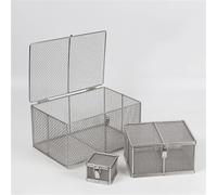 Metal Instrument Sterilization Basket with Lid, Lab Trays,304 Stainless Steel Mesh Basket,Instrument Tray and Mesh Perforated Baskets,for Hospital, Clinic, WWFKWEMK, a, 25 * 30 * 20cm