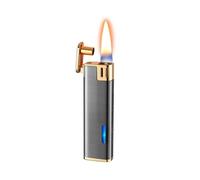 Metal intelligent voice controlled kerosene lighter, four ignition methods, transparent oil compartment, suitable for barbecue, candles, men's gifts(A)