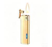 Metal intelligent voice controlled kerosene lighter, four ignition methods, transparent oil compartment, suitable for barbecue, candles, men's gifts(B)