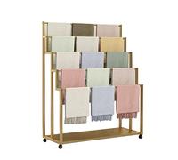 Metal Iron Scarf Display Stand with Wheels, Commercial Rack for Scarves, Shawls, Blankets, Ties, Belts & Clothing - Versatile Retail Store Organizer