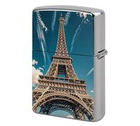 Metal Iron Tower Lighter Case Windproof Flip Top Lighter Sleeve Double Sided Vintage Cool Cigarette Pouch Holder Reusable Pocket Protective Cover Men Gifts for Boyfriend Husband