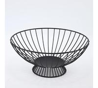 Metal Iron Wire Fruit Basket Fruit Bowl Creative Stylish Single Tier Dish Kitchen Fruit Basket Stand Fruit Bowls for the Counters Metal Fruit Bowl To Display Fruit, Vegetables, Bread, Candy (Black,B)
